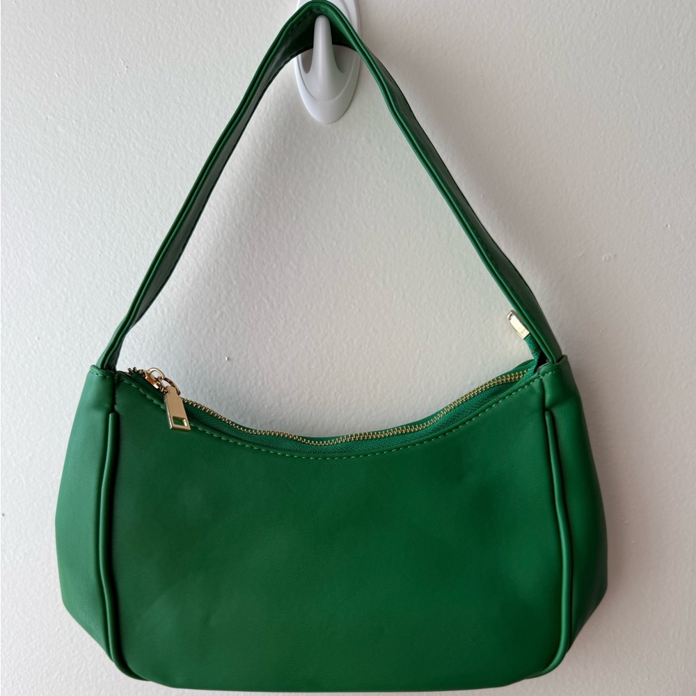 Green faux leather bag